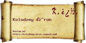 Kolodzey Áron névjegykártya